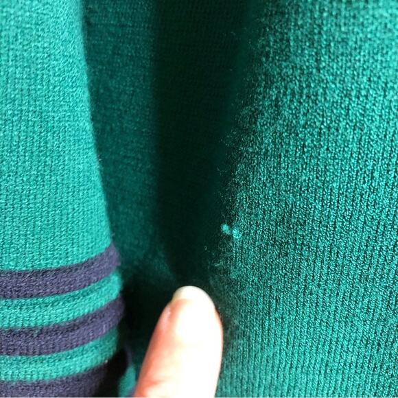 Boden green navy blue striped trim sweater shift dress size 16 - Picture 13 of 16